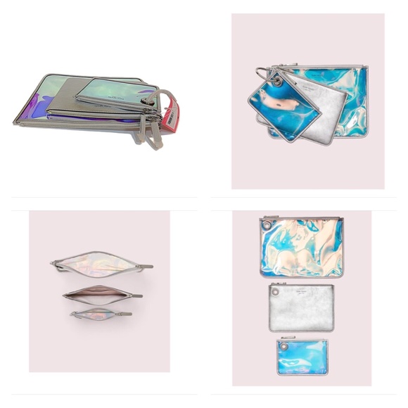 NWT Kate Spade Sam Iridescent Pouch Trio - Picture 11 of 13